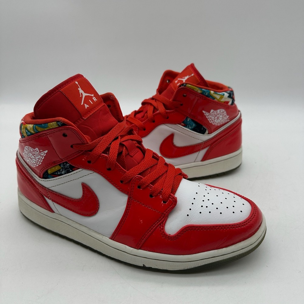 NIke DC7294-600 Air Jordan 1 Mid SE Mens Size 9 Barcelona Sweater Patent Shoes